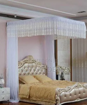 5x6 Luxury Wall-Mounted Bed Canopy Track Netting – Elegant White