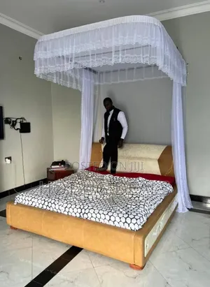 5x6 Luxury Wall-Mounted Bed Canopy Track Netting – Elegant White