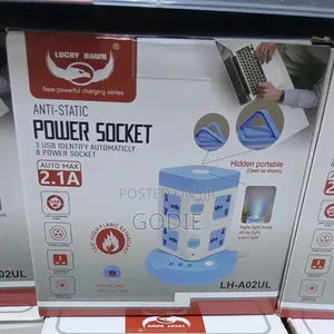 Vertical Tower Power Socket With 8 AC Outlets and 3 USB Ports.