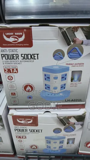 Vertical Tower Power Socket With 8 AC Outlets and 3 USB Ports.