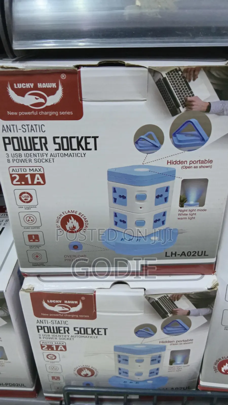 Vertical Tower Power Socket With 8 AC Outlets and 3 USB Ports.