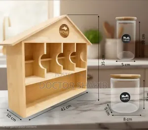 Bamboo Wooden House Spice Organizer