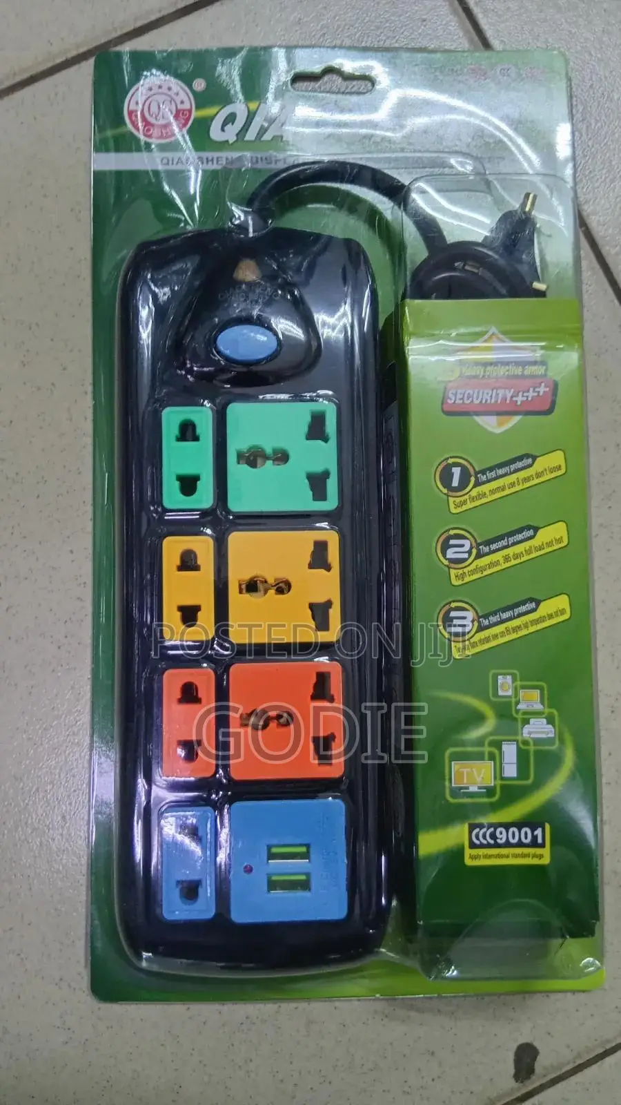 Heavy-Duty Power Extension Socket Featuring 8 Universal Outlets, 2 USB
