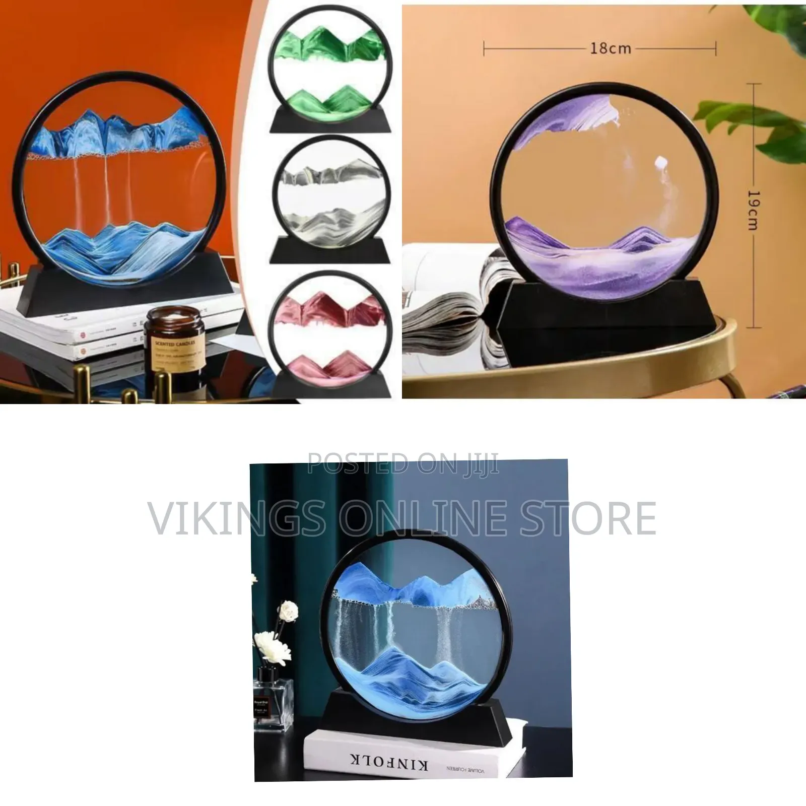 Moving-Sand Frame Art Sand Painting Round Glass 3D Deep the Sea