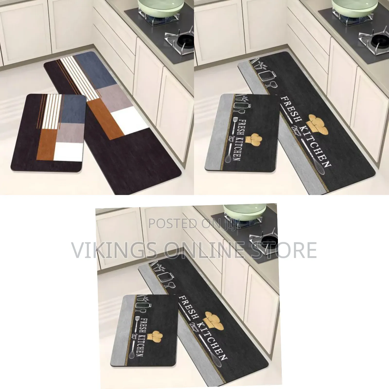 2-Piece Multi-Design Kitchen Floor Oil Dust Proof and Waterproof