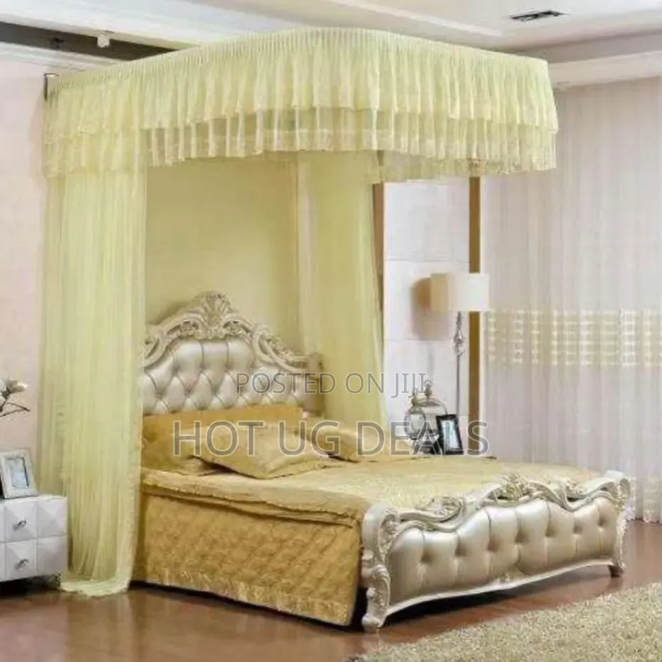 King Size Luxury Wall-Mounted Canopy Mosquito Net – Cream