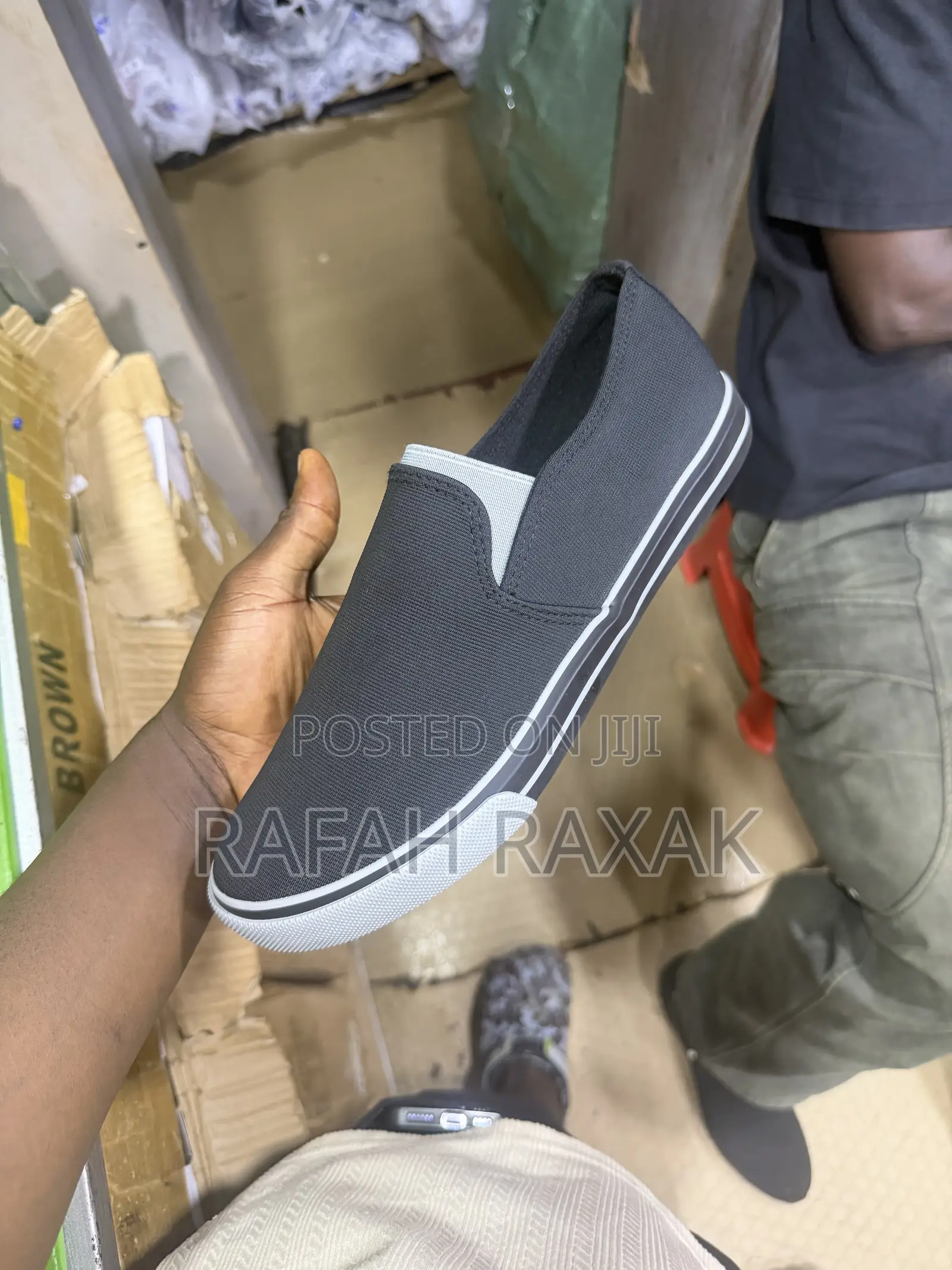 Men’s Classic Black/Grey Slip-Ons Leopard Easy Shoes