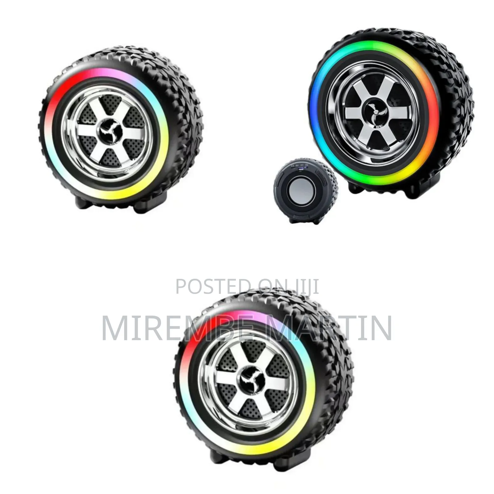 Mini Wireless Speaker Small Car Wheel Shaped Speaker LED Light Mini