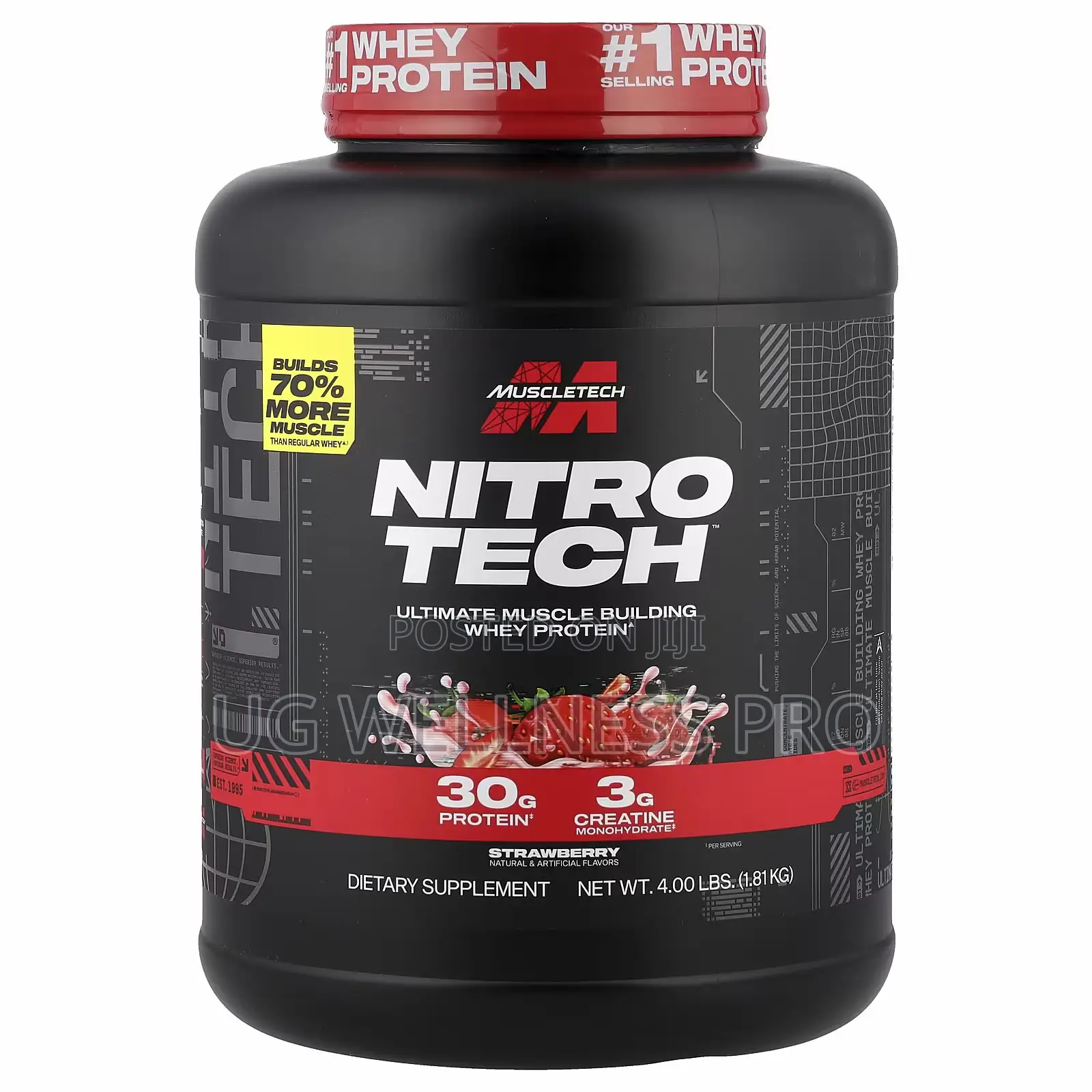 MuscleTech Nitro-TechTM Whey Protein, Strawberry, 1.81kg 41 Servings