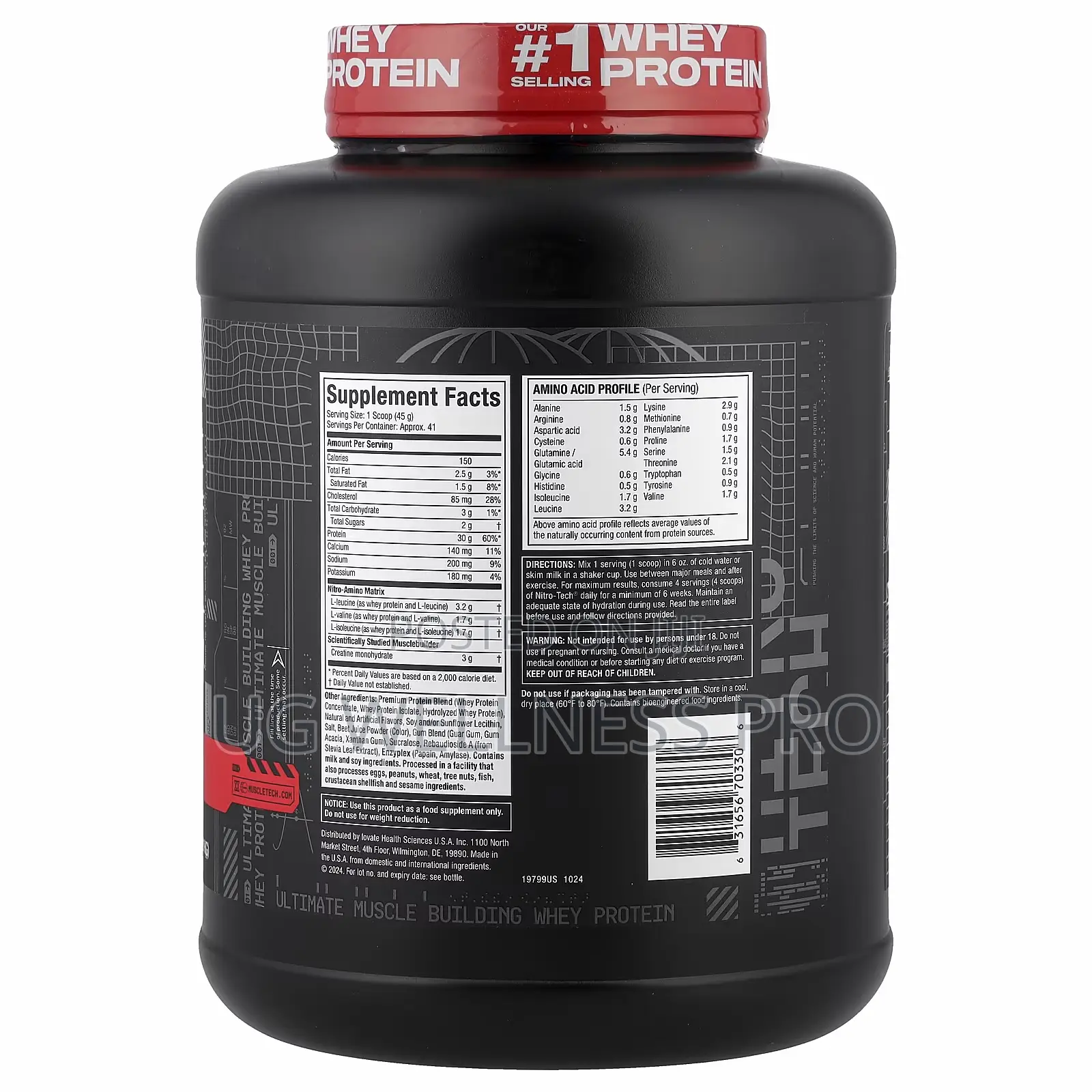 MuscleTech Nitro-TechTM Whey Protein, Strawberry, 1.81kg 41 Servings