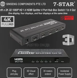  Hdmi Splitter Supports Uhd, Hdcp1.4, 3d, 1080p, Compatible