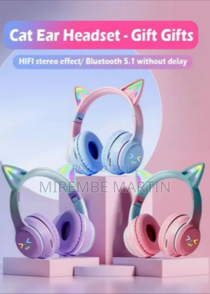 Cat Ear Wireless Headset, in-Ear Headphones Folding Wireless