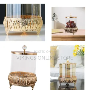 23*17CM Fityle Glass Candy Jar With Lid Sugar Bowl Holder Decoration