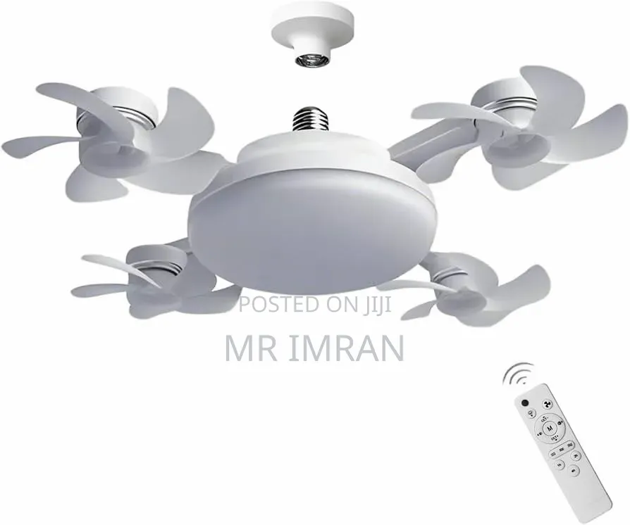 2-in-1 Drone-Style Socket Ceiling Fan With an Integrated Led Light