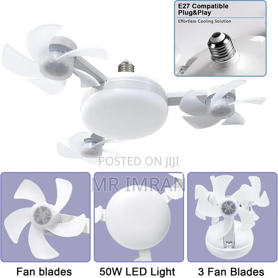 2-in-1 Drone-Style Socket Ceiling Fan With an Integrated Led Light
