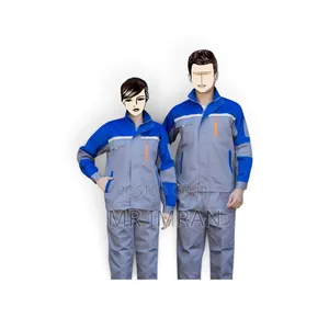 Two-Tone Blue and Grey Industrial Workwear Suit