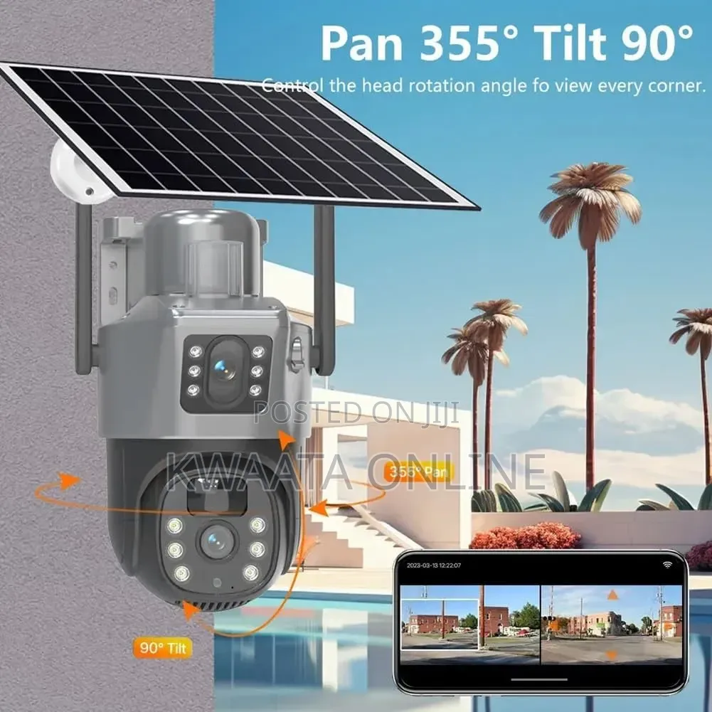 Wifi Dual Lens Solar Camera 8MP Wireless Surveillance PTZ Camera