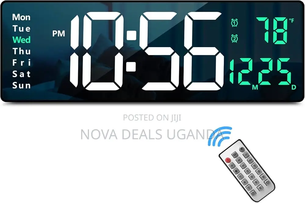 Large Display Modern LED Digital Wall Clock With Remote Control