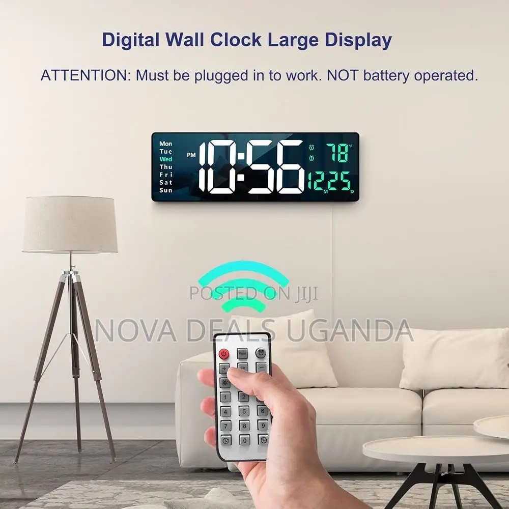 Large Display Modern LED Digital Wall Clock With Remote Control