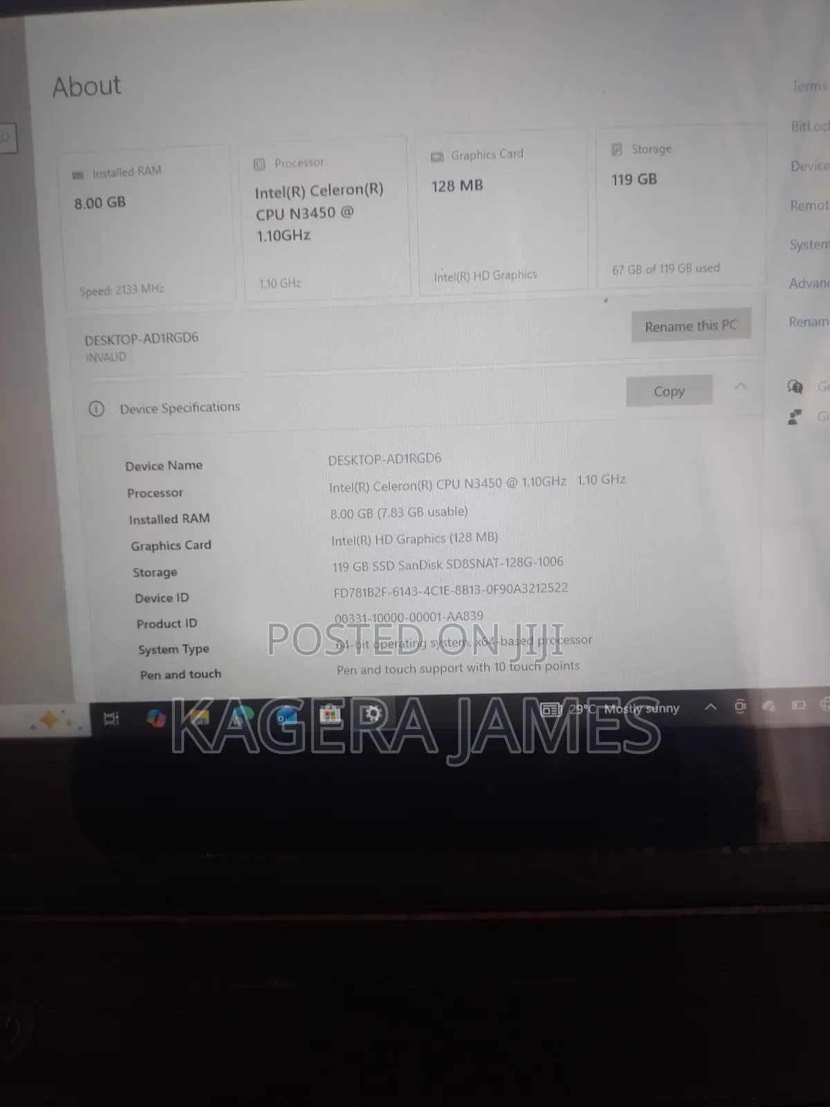 Laptop Lenovo ThinkPad X1 Carbon 8GB Intel Celeron SSD 128GB