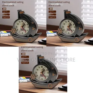 Eletroplated Sailboat Table Alarm Clock Vintage Desk Retro Model