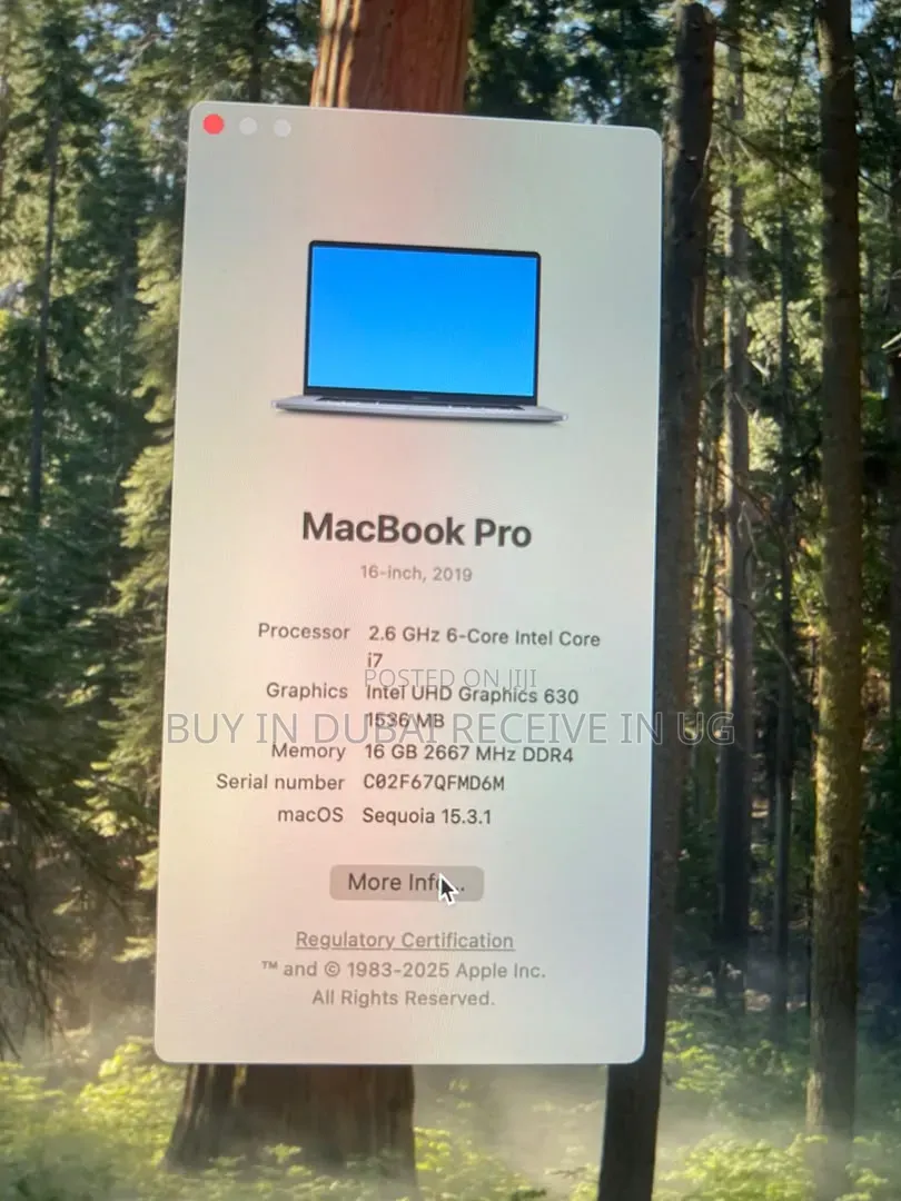 Laptop Apple MacBook Pro 2019 16GB Intel Core i7 SSD 512GB