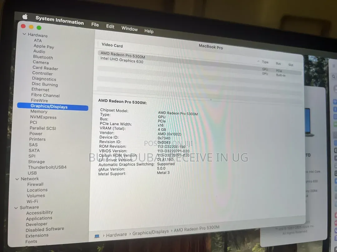Laptop Apple MacBook Pro 2019 16GB Intel Core i7 SSD 512GB