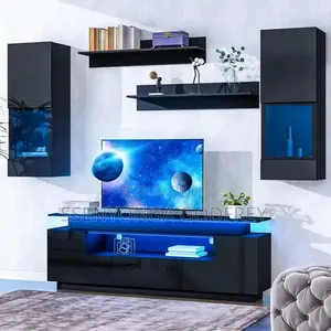 Flame Black TV Stand Stripe Size