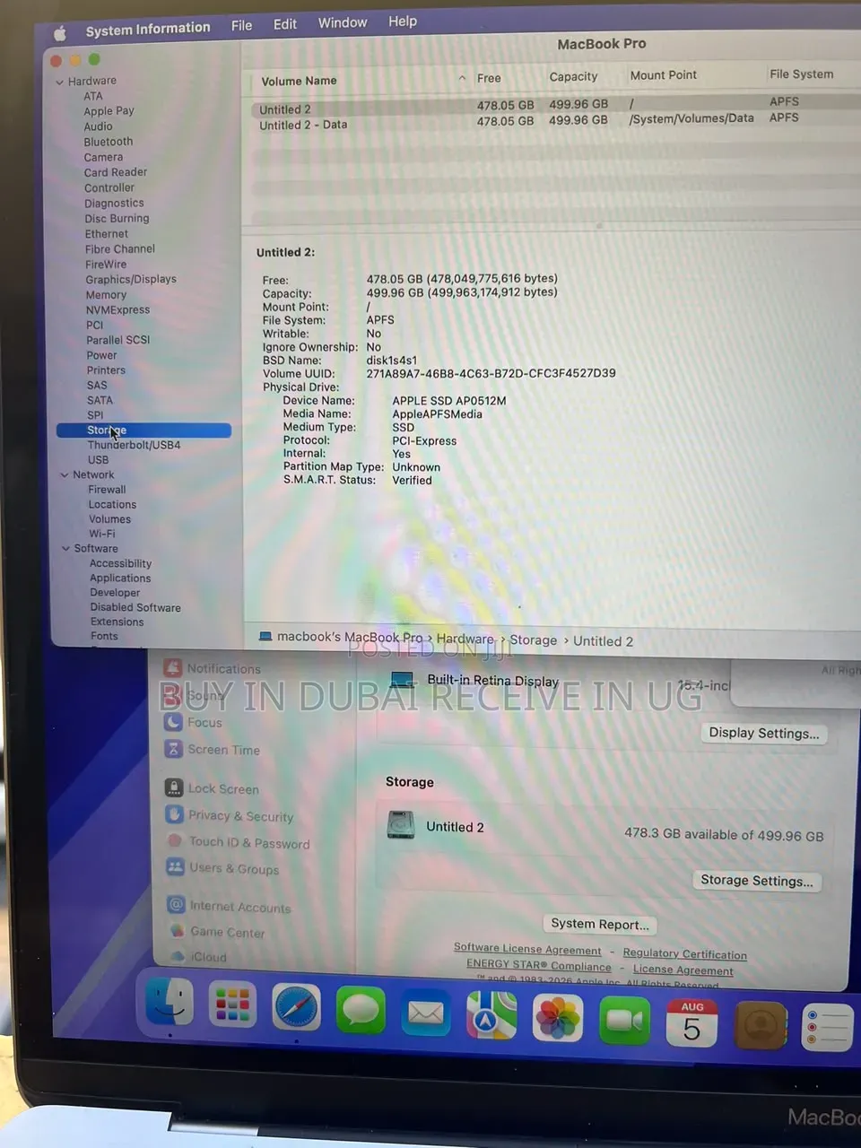 Laptop Apple MacBook 2018 16GB Intel Core i7 SSD 512GB