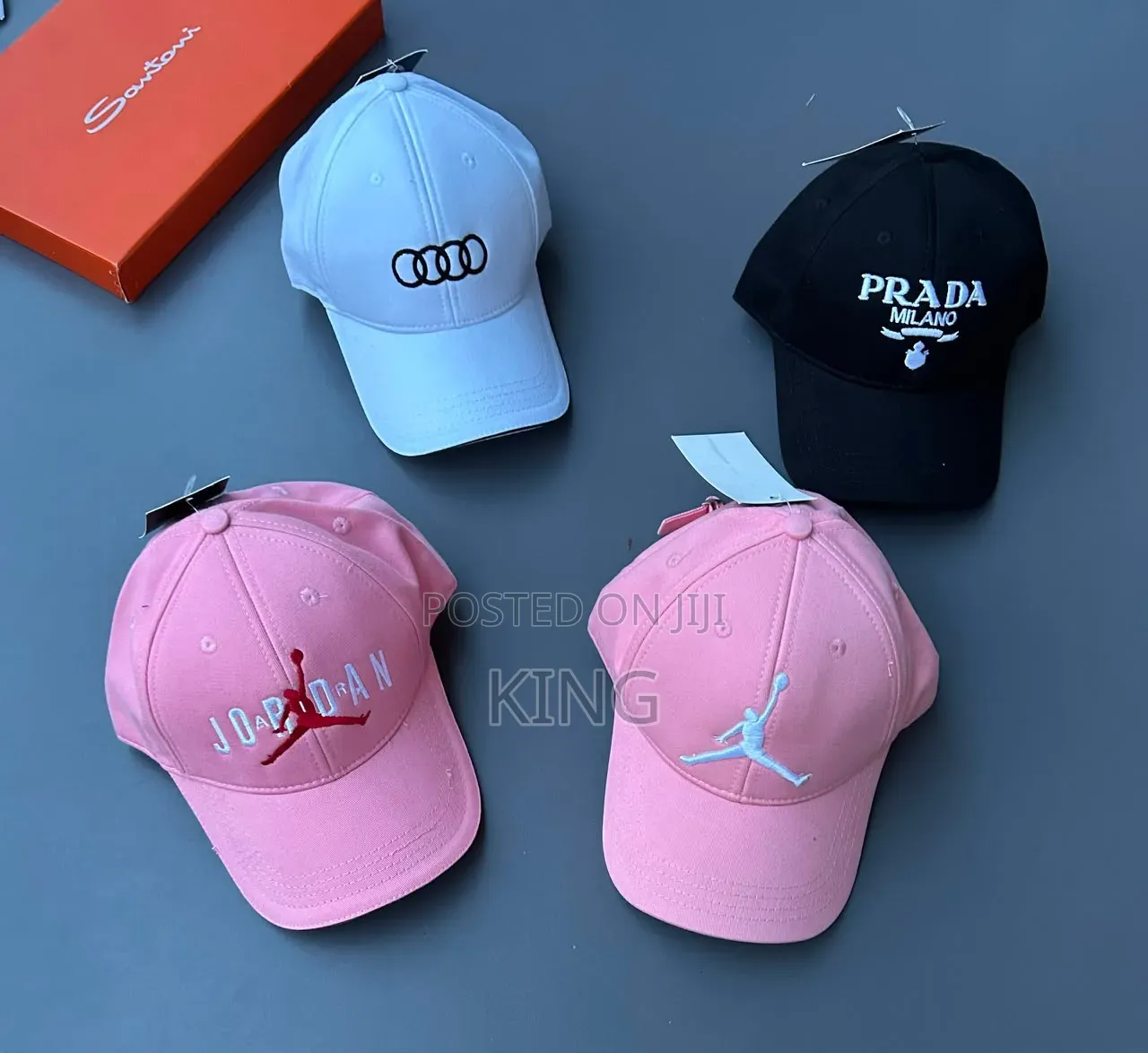 Nike, Jordan, Tommy Hilfiger, and Balenciaga. Caps