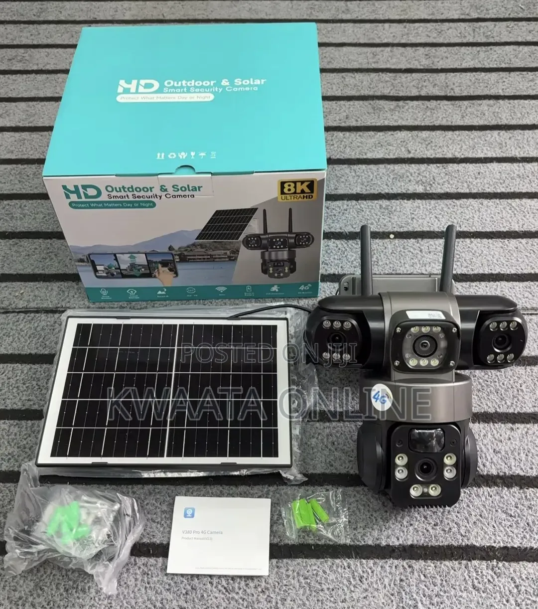 4G LTE Sim Card Solar Security Camera, HD Wi-Fi,Three Screen Wireless