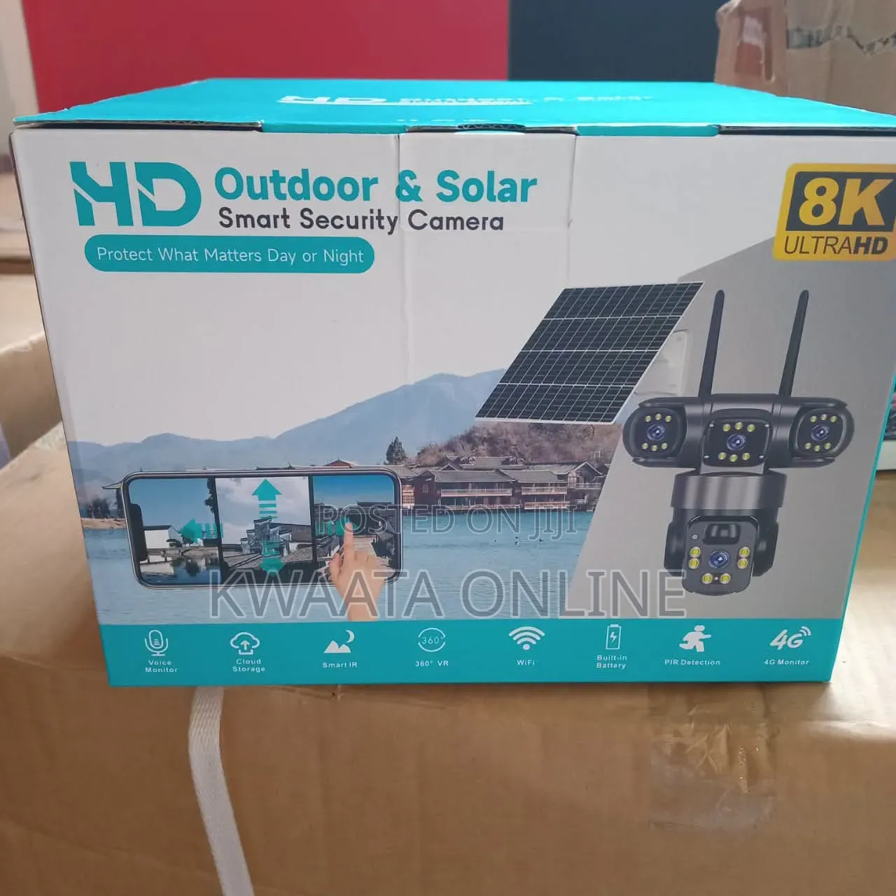 4G LTE Sim Card Solar Security Camera, HD Wi-Fi,Three Screen Wireless