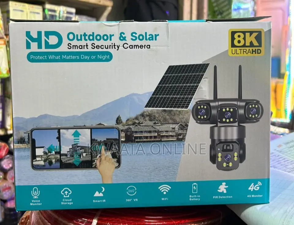 4G LTE Sim Card Solar Security Camera, HD Wi-Fi,Three Screen Wireless