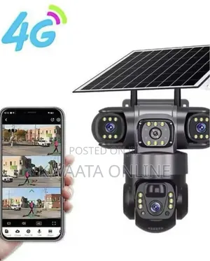 4G LTE Sim Card Solar Security Camera, HD Wi-Fi,Three Screen Wireless