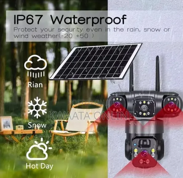 4G LTE Sim Card Solar Security Camera, HD Wi-Fi,Three Screen Wireless