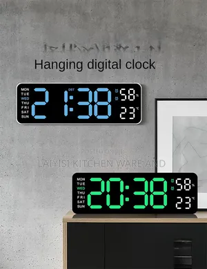 Large Digital LED Wall Clock With Temperature Week Display Adjustable