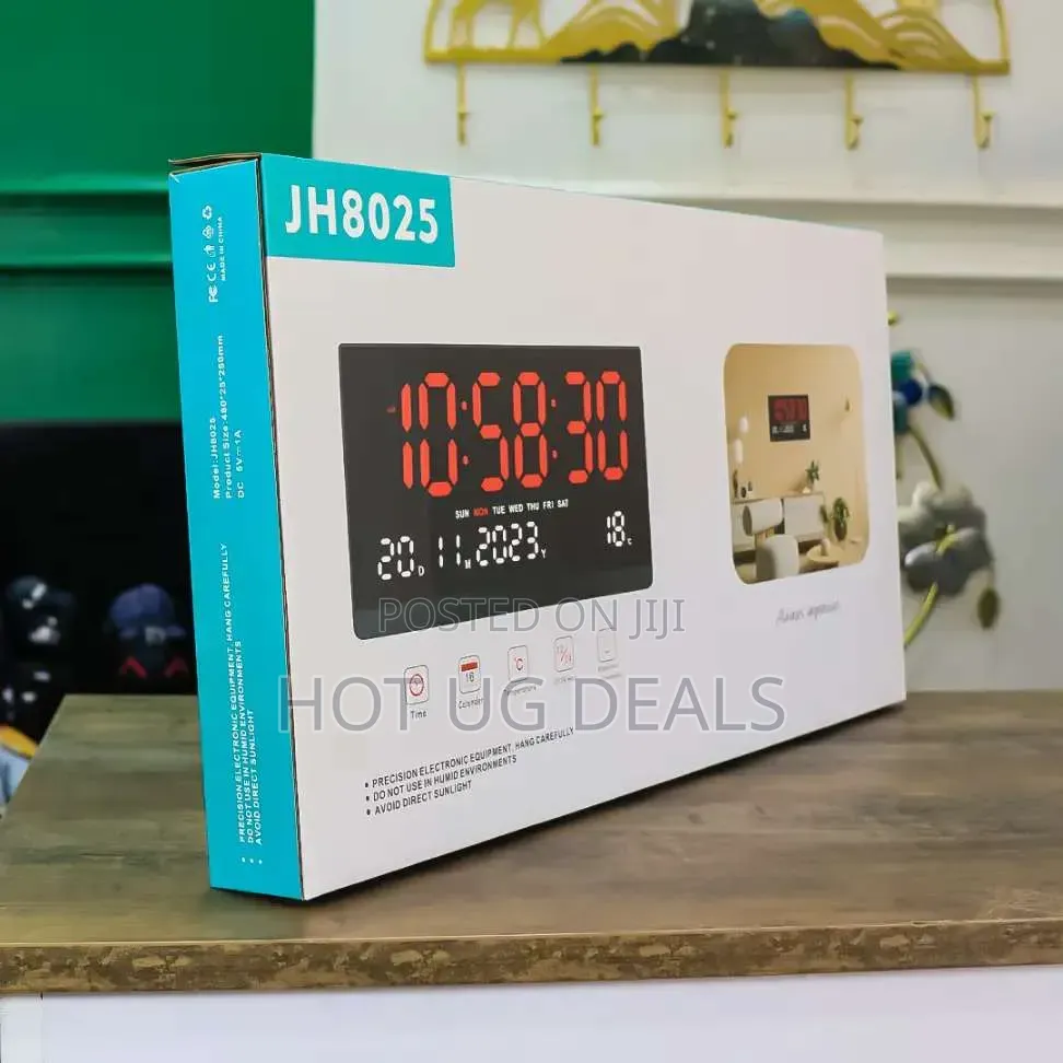 Large LED Digital Wall Clock – 14-Inch With Alarm, Date, Temperature
