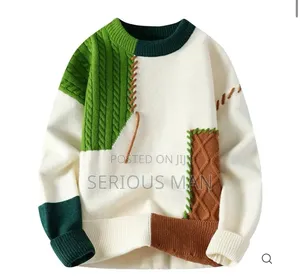 Patchwork Contrast Stitch Knit Sweater