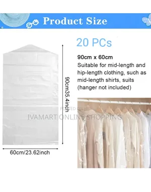 Garments Polythene Plastic Covers / Bags - 20 PCs, Dust Proof