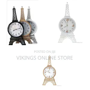 Stainless Steel Wall Clock Eiffel Tower Exterior Moldable Design