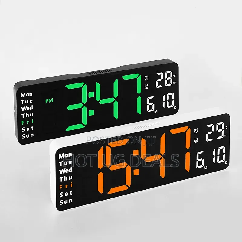LED Digital Wall Clock With Temperature Calendar