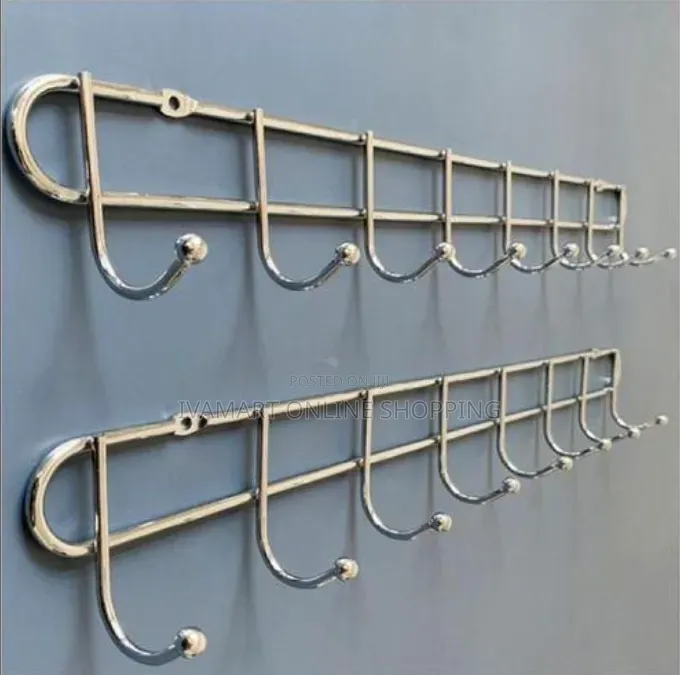 Wall Mounted Hooks Hanger Line - 8 Hooks