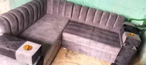 Gray Colored L Sofa Set 