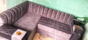 Gray Colored L Sofa Set 