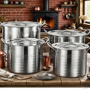 Heavy-Duty Stainless Steel Stock Pot Set With Lids