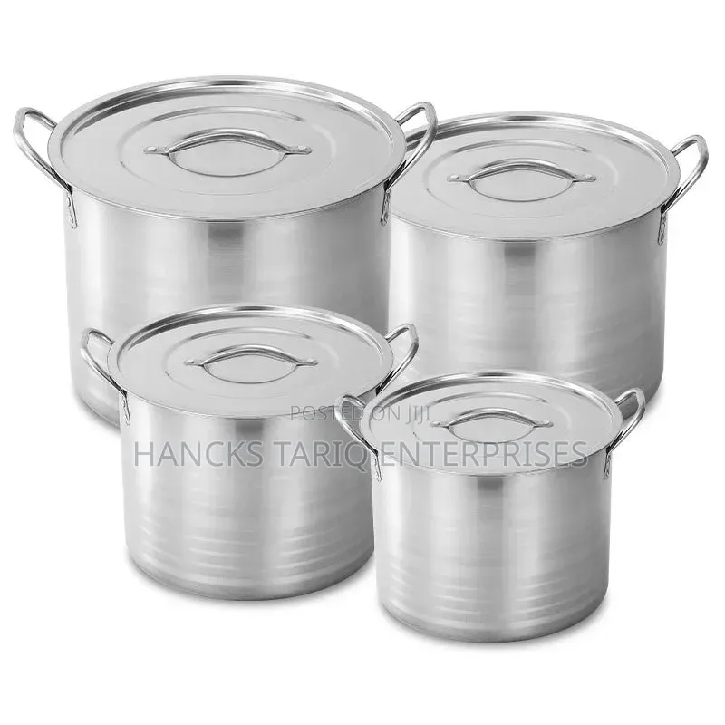 Heavy-Duty Stainless Steel Stock Pot Set With Lids