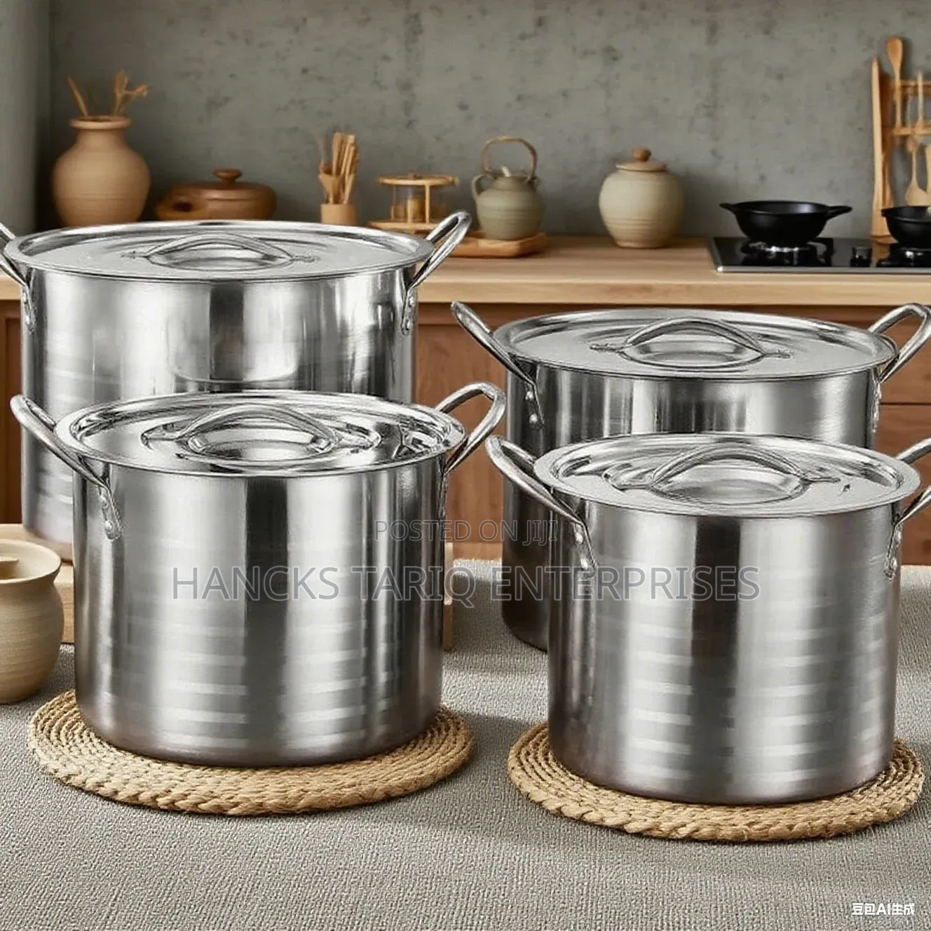 Heavy-Duty Stainless Steel Stock Pot Set With Lids