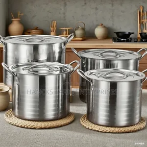 Heavy-Duty Stainless Steel Stock Pot Set With Lids
