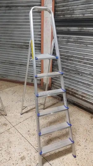 Step Ladder Aluminium Foldable Blue Silver 6 Steps
