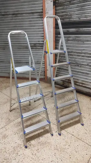 Step Ladder Aluminium Foldable Blue Silver 6 Steps
